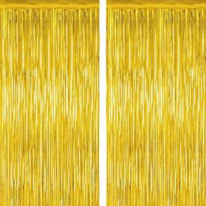 장식 생일 컬러 7.05피트 2팩 기념일을 도어 그라데이션 배경, 위한 용품 틴셀 골드 파티 스트리머, 메탈릭 프린지 커튼, x 3.28피트 배경