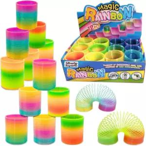 리버티 12개의 PCS 매직 레인보우 코일 스프링 수입 생일 파티용 소형 컬러풀 네온 플라스틱 벌크 장난감