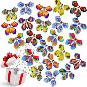 빈소트 100개 마법 비행 나비 컬러풀 와인딩 고무 밴드 전원 인사말 상자 깜짝 선물 10가지 스타일