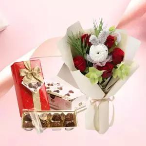 바니 앤 로즈 꽃다발+벨기에 초콜릿 생일 기념일 축하 감사 발렌타인데이 화이트데이 어버이날 스승의날