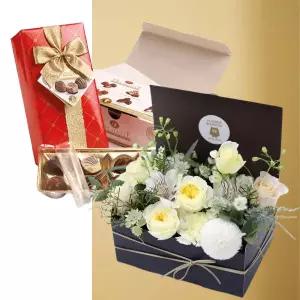 프로포즈 꽃상자+벨기에 초콜릿 생일 기념일 축하 발렌타인데이 화이트데이 어버이날 스승의날