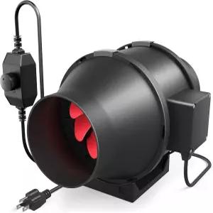 iPower 4인치 200 CFM 인라인 덕트 환기 팬 성장 텐트/수력기/실내 정원용 가변 속도 조절기 블랙