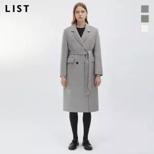 [매장 정품]  리스트 헤링본 울 혼방 더블 버튼 코트