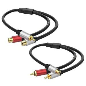 0.3M 금도금 RCA 오디오 케이블 1-2 잭 Y 분배기 어댑터 TV DVD 플레이어 용 연장 코드 서브 우퍼 증폭기