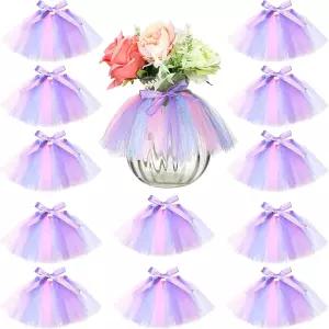 타투오 12피스 미니 투투 테이블 스커트 와인 병 커버 툴레 꽃병 장식 화환 결혼식 베이비 샤워 케이크