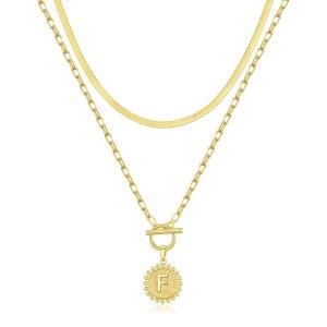 여성용 골드 이니셜 목걸이 14K 도금 레이어링 페이퍼클립 링크 체인 코인 펜던트 초커 스네이크 주얼리