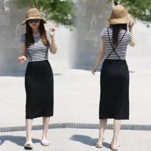 단가라 멜빵 여름 롱 원피스 홈웨어 스판 모달 키작녀