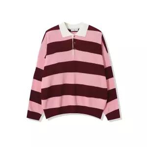 남자 단가라 럭비 카라넥 긴팔 니트티 AC-KN-Q61-핑크