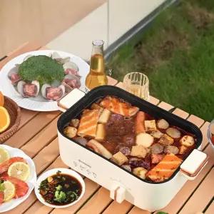 다기능 전기 멀티쿠커 분리형 전기냄비 찜기 가정용 미니그릴 캠핑용 여행용 5L 대용량 조리기기 휴대용 샤브샤브 전골용 3-4인용