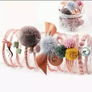 피치 끈 여자 머리 헤어 10P 줄 밴드 똥머리밴드 긴머리묶기 고무-WFISBE0