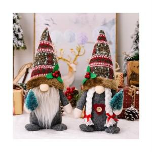 JOY 크리스마스 난쟁이 산타 인형 인테리어 장식 소품 성탄절 선물 2P세트