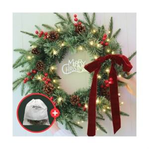 크리스마스 현관 벽 장식 소품 솔방울 원형 클래식 리스