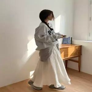 샬로트 캉캉 프릴 밴딩 롱 스커트 86266 빅사이즈 여성의류