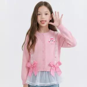 캐치! 티니핑 여아용 하츄핑 프린세스 리본 니트 가디건 핑크