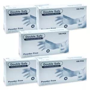 가주 더블세이프 PVC 진료용 글러브 M/L 100매입 X 5개 파우더프리 일회용 위생장갑 수술 조리