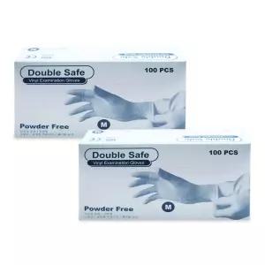 가주 더블세이프 PVC 진료용 글러브 M/L 100매입 X 2개 파우더프리 일회용 위생장갑 수술 조리