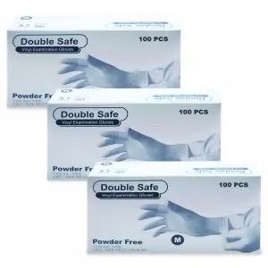 가주 더블세이프 PVC 진료용 글러브 M/L 100매입 X 3개 파우더프리 일회용 위생장갑 수술 조리
