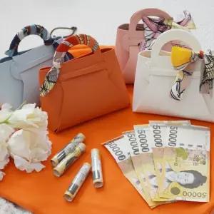 부모님 찐 반전 4색 용돈 가죽구디백 돈상자 박스 생신 럭셔리 가방 포장 어버이날