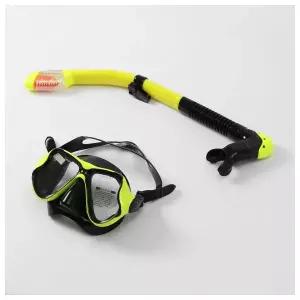 수영용품 물놀이장비 수중마스크 여름레저 고급형 스노클링 세트(AM708 AS400) (옐로우)