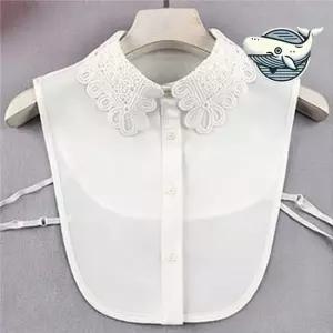 우아한 레이어드 카라 블라우스 플라워 자수 페이크카라 넥케이프 레이스카라 탈부착카라