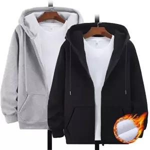 [셀러허브 패션]남자 여자 남녀공용 겨울 간절기 기모 털 후드집업 후드티 자켓 검정 회색