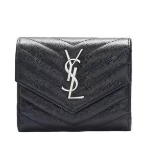 [명품]  블랙 카프스킨 마틀라세 모노그램 은장 여성 반지갑 403943 BOW02 1000