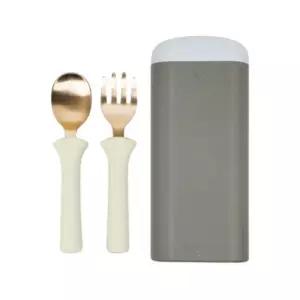 블루마마 방짜유기 유아 스푼포크 세트 2단계 그린빈