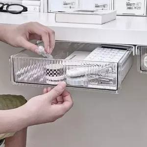 서랍 틈새 부착식 슬라이딩 미니 수납함 정리 바스켓 화장대 책상용