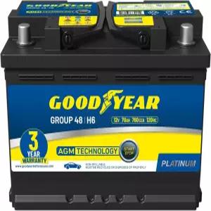 굿이어 48H6AGM BCI 그룹 사이즈 48 12V 70 AH 120RC 760 CCA 플래티넘 시리즈 충전식 AGM 유지보수 없는