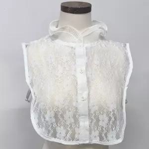 우아한 화이트 레이어드셔츠 레이스 프릴 카라 여성 블라우스넥 페이크 목카라