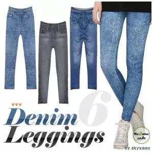 스판 소재 여성용 신축 레깅스 청바지 스타일