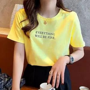 [골드스마일]여성용 라운드넥 반팔 여름 캐주얼 프린트 티셔츠