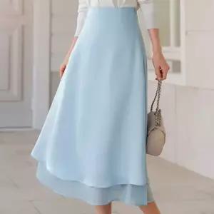 XXL까지) 엘라드 시스루 새틴 스커트 봄 가을 하체커버 플레어 하객룩 오피스룩 모임룩 격식룩 빅사이즈