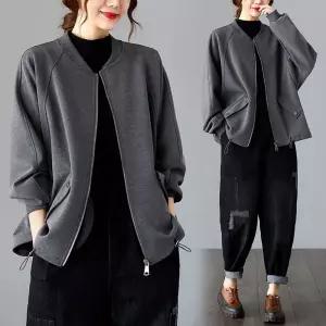 중년 봄점퍼 간절기용 집업 막이 밑단 스트링