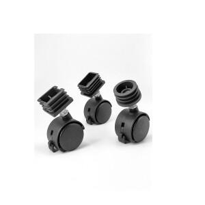 브레이크 범용 휠 가구 플라스틱 미니 소형 소형 바퀴와 4pcs 사각형 캐스터 나사