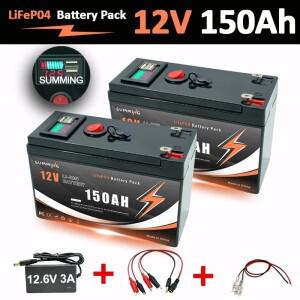 12V 18650 배터리 150000mAh 리튬 LiFeP04 BMS 포함 4000+ 사이클 태양광 어탐기 파워 휠 보트 가정용 RV용