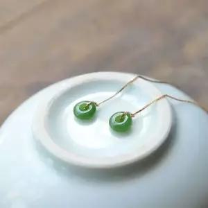 시리즈 옥 팬던트겸용 청옥 자연주의 금테 S925 원석 귀걸이