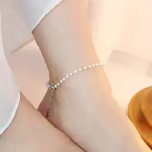 써지컬 스틸 글라스 진주 베이직 체인 패션 발찌