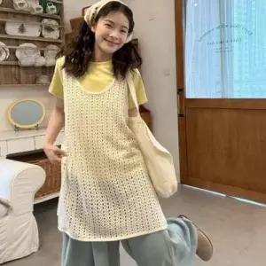 조끼 간절기 트임 그물 펀칭 가을 겨울 여자 WFKSVQO