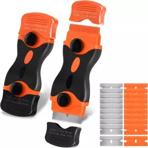 씽크워크 면도날 스크레이퍼 - 20개 면도날이 포함된 2개 세트 라벨 제거용 도구 데칼 스티커 페인트