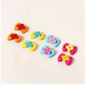 D11 꽃리본 머리끈2입 1개 색상랜덤 애견모자 강아지헤어핀 고양이헤어핀 방울 강아지방울