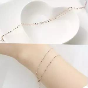 14K 두줄 잠자리 체인 로즈골드 금 팔찌