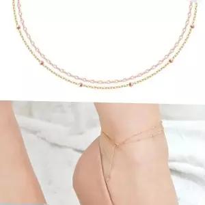 14K 두줄 금볼 트위스트 체인 골드 금 발찌