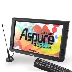 자동차, 카라반, 캠핑, 야외 또는 주방용 10인치 휴대용 디지털 TV ATSC TFT HD 스크린 프리뷰 LED TV, 멀티미디어 플레이어 지원 USB 카드가 포함된 내장 배터리