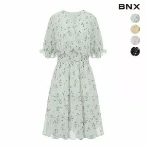 [하프클럽/BNX]여성 플라워 밴딩 쉬폰 미니 원피스