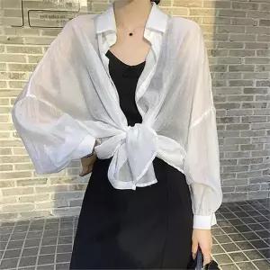 [오노마] ONM 여성스런 나들이 비치웨어 가오리핏 시스루 쉬폰 셔츠 (S9997145)