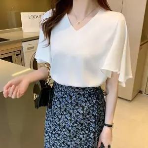 [오노마] ONM 와이드 프릴 소매 블라우스 여성 브이넥 블라우스 (S10376076)