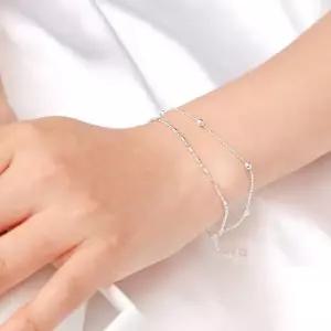 ONM 92.5 실버 포인트 두줄 볼 체인 은 팔찌