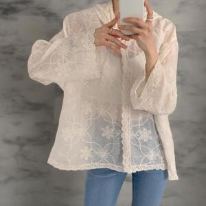 여자 여름긴팔 레이스 시스루 후드 가디건