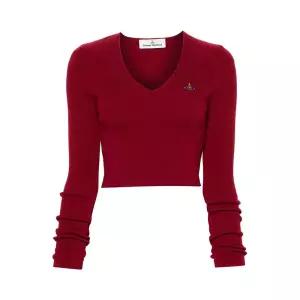 [명품] 베아 크롭 브이넥 니트 와인 1803004W Y001V I409